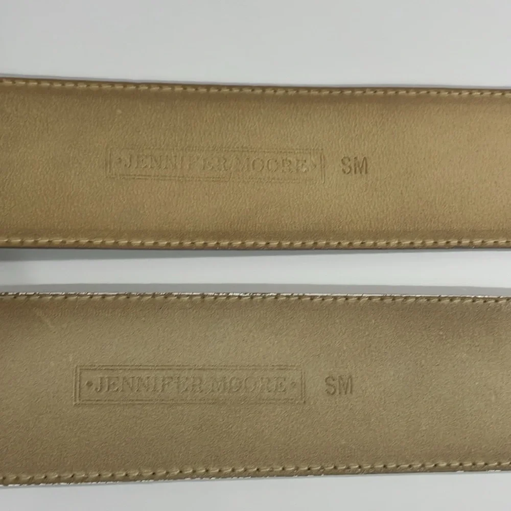 Jennifer Moore pair of leather‎ belts.  White and Taupe. Good used condition.
